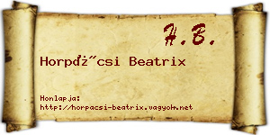 Horpácsi Beatrix névjegykártya